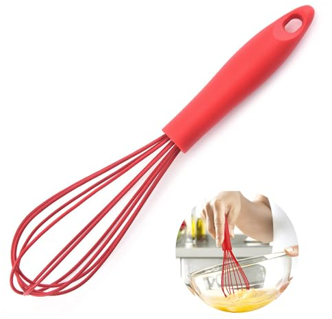 Schneebesen Silikon, Schneebesen Rot Silikon, Schneebesen Kunststoff, Küchen Schneebesen, Für Mischen, Schneebesen, Schlagen, Aufschäumen Und Rühren
