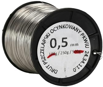 Verzinkter Draht für Rähmchen - 0,5 mm - Länge: ca. 167 m - Spule 250 g - Rostfrei - Draht für Bienenstockrahmen - Imkerei - Landwirtschaft - Industrie