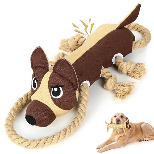 PUHOHUN Hundespielzeug unzerstörbar Interaktives - Plüschtier für Hunde, Große & Kleine Hunde Spielzeug mit Quietschgeräusch - Robustes Kuscheltier für Weihnachten Spiel Tauziehen