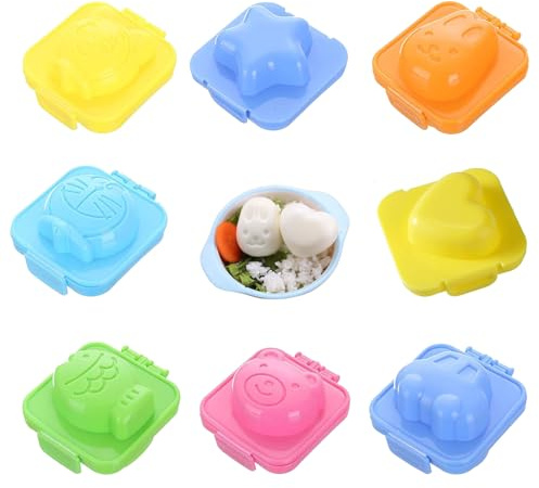 8 stycken äggformare för kokta ägg sushi risform plast äggformare söt onigiri Maker för barn kök bento tillbehör