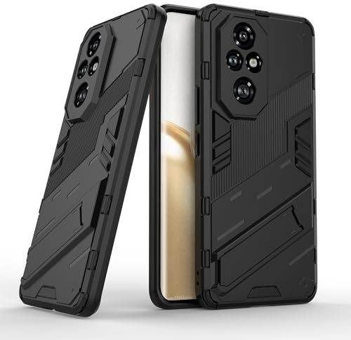 ESTH® Custodia per Honor 200 Pro 5G con Supporto [Compatibile con Supporto Magnetico per Auto] Cover Paraurti PC + TPU, Nero