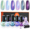 Modelones Nail Polish Set 6 Colors Green Glitter Pink Blue Purple Holographic Nail Polish Quick Dry Chameleon Nail Varnish Gray Nail Polish Manicure DIY Nail Art Salon Home For Women
