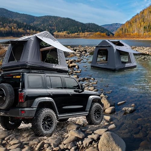 Dachzelt Overland & Water Campingzelt Aufblasbares wasserdichtes Dachzelt für SUV Van Jeep Truck Geländewagen 2-3 Personen Multifunktionszelt