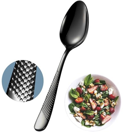 Xideman® 12 Stück Premium gehämmerte Dessertlöffel (17cm) - 18/10 Edelstahl Mittelgroße Tafellöffel/Suppenlöffel/Esslöffel, Rutschfest Gehämmert Besteck löffel set, Spülmaschinenfest (Schwarz)