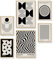 Heimlich® 6er Poster Set mit Bilderrahmen Holz Eiche | Bauhaus Minimalistische Kunst Bilder Wohnzimmer | Geometrische Muster | Poster & Kunstdrucke Schwarz Weiß | 2X A3 (30x42 cm) & 4X A4 (21x30 cm)