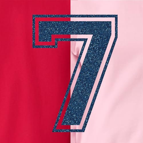 8 Glitter Iron on Numbers for Clothing，Jersey Numbers，Iron on Numbers for Jersey Heat Transfer Numbers for Sports Uniform Baseball Football T-Shirt(Style C) (Blue-7)