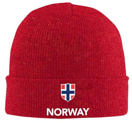 KETAFOUND Unisex Beanie-Mütze Mit Norwegischer Flagge – Beanie-Mütze Mit Hippie-Buchstaben-Aufdruck, Strickmütze Mit Bündchen, Warme Herbst- Und Wintermütze, Lässige Elastizität, E
