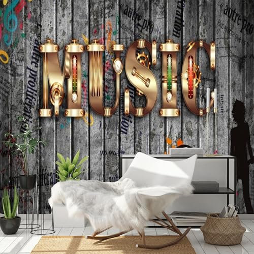Custom Size Wall Murals - European and American Industrial Style Rock Hip-Hop Music Bar - Self-Adhesive Removable Stick Wallpaper for Bathroom