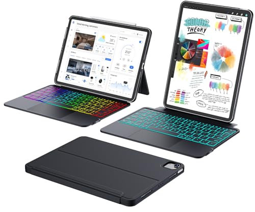 Custodia per tastiera trackpad per iPad Air 13 pollici M3/M2 2025 2024, tastiera retroilluminata wireless rimovibile magnetica ultra leggera per iPad Pro 12,9 pollici 2022-2018 leggera, display di