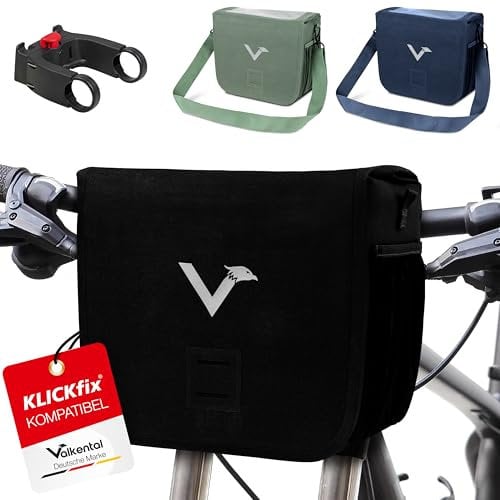 Valkental® x KLICKfix® - wasserdichte Lenkertasche | 7L Volumen | Robuste Fahrradtasche Lenker mit Magnetverschluss | Inkl. Handyfach | Lenkertasche Fahrrad | Lenkertasche Ebike | KLICKfix kompatibel