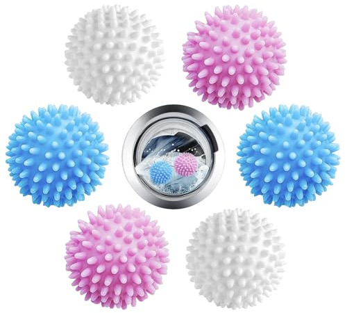 FainFun 6 Pièces Boule de Lavage Machine à Laver, Balles de Séchage pour Doudoune réutilisables, Boule Seche Linge Plastique aux Lave-Linge à Tambour et aux Sèche-Linge