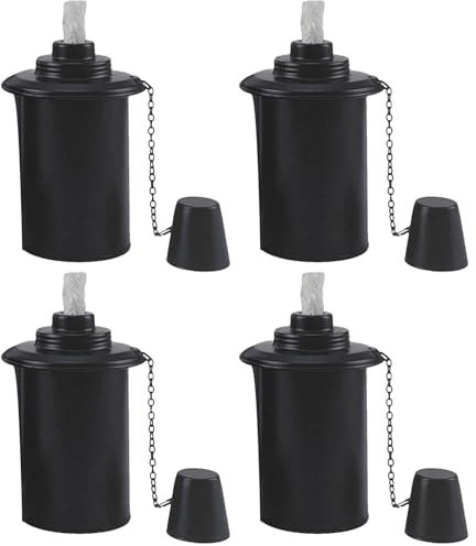 Botes Para Antorcha - Botes basados en Para Antorcha | Pack de 4 tarros de antorcha, 12 Gus de repuesto – Antorcha de antorcha con mechas, tapas, para exterior de combustible de citronela, frascos de