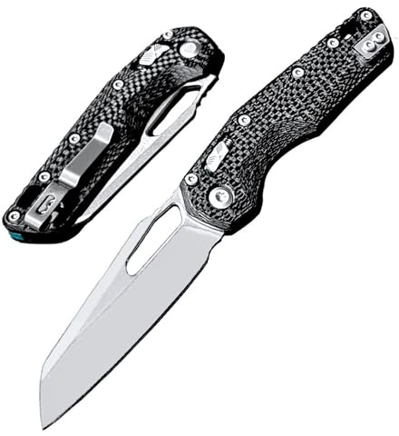 Joa Klappmesser Tanto Taschenmesser aus Knopfdruck & Kohlefaser Stahl outdoor messer survival
