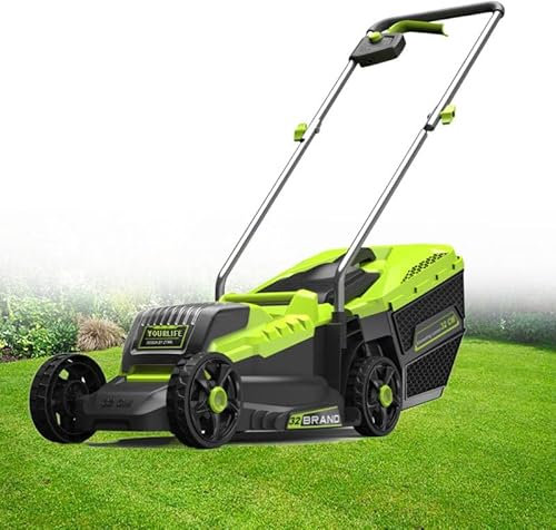 WEIMILOR Electric Lawn Mower Cordless - 40V Brushless Push Lawn Mowers with 4.0Ah Battery x 2 and Fast Charger Included - Battery Operated Lawn Mower with Bagger