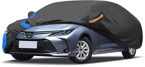 Autoabdeckung Wasserdicht Auto Abdeckplane,Autohülle Autoplane Winter & Sommer für Garage Staubdich Schutz vor Regen, Sonne und Staub mit Aufbewahrungstasche (Für Limousine Bis zu 450 cm)