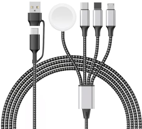 tlidfgeo 4 in 2 Multi USB Ladekabel für A pple Watch Ladekabel, 1.2M A pple Watch Ladegerät, iPhone USB C iWatch Ladegerät mit Lightning für iWatch 9/8/7/6/5/Ultra,iPhone 15/14/13/12/11