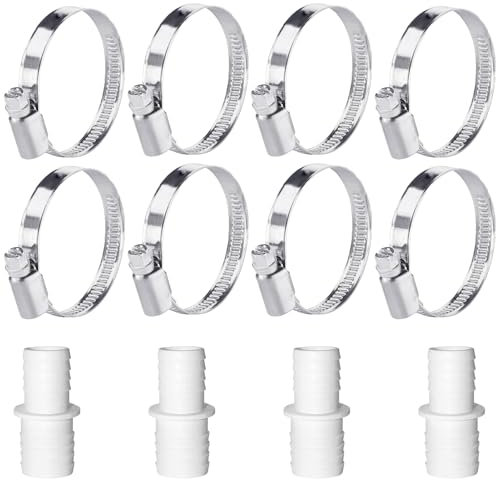 4 Stück Pool Adapter 32mm Auf 38mm,Poolschlauch Adapter Mit 8 Edelstahl Schlauchschellen,Pool Schlauch Adapter,Poolschlauch Verbinder,Schlauchverbinder Pool,Chlauchadapter - Doppelschlauchtülle