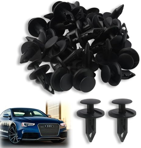 fKiZanthene Lot de Trente Rivets Plastiques Voiture, Clips de Fixation 8 mm Noir pour Garde-Boue, Accessoire pour Véhicules et Ateliers – Pour Installation et Réparation de Panneaux