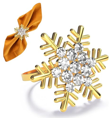 6 Stück Serviettenringe Weihnachten, Serviettenringe Weihnachten Gold, Serviettenrings Weihnachtens, Geeignet als Tischdekoration für Weihnachtens, Thanksgiving und Silvester