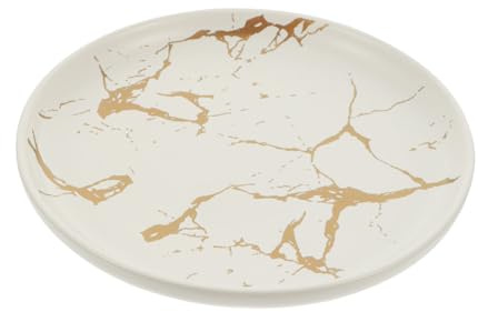 FUNNETOYU Ceramic Dinner Plate Marble Grain 6-inch White Western Food Plate Steak Salad Tray Porcelain Tableware for Home Dining and Restaurant Use