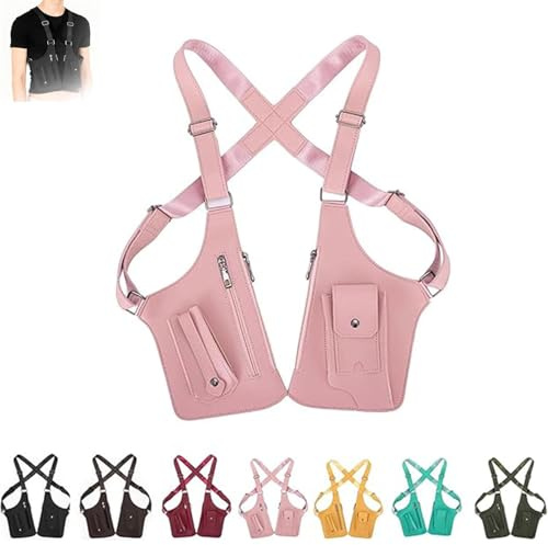 Shoulder Bag Men Underarm, Multi-Pocket Anti-Theft Double Shoulder Bag, Leather Double Shoulder Armor, Anti-Theft Hidden Adjustable Strap