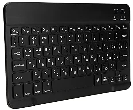 Jenivaint Wireless Bluetooth Keyboard, 10in Wide Keys Brushed Metal Texture with RGB Backlight, for Phone Tablet Laptop Desktop (Thai) (Thai) (Russian)
