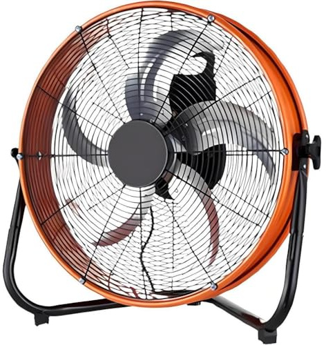 Industrial Floor Fan, 24 Inch High Velocity Drum Fan, 250W Heavy Duty Air Circulator with 4 Speed Settings, 130° Tilt and Casters for Easy Mobility