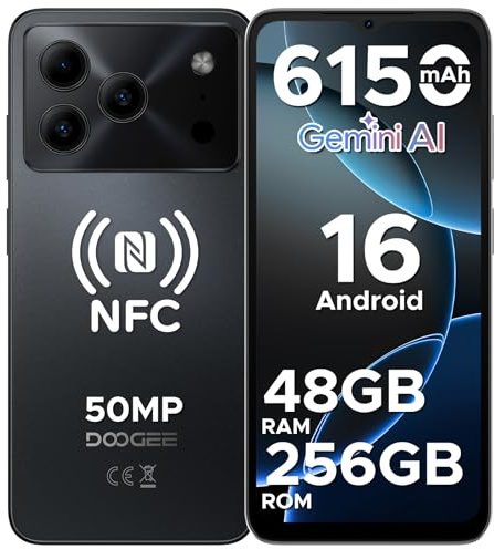 DOOGEESmart Note 56 Plus Smartphone Android 16, 48GB+256GB/TF 2TB Cellulari, 50MP+8MP, 6150mAh Telefono Cellulare, 6.56 90Hz Octa-Core Telefoni, Fingerprint/Face ID/4G Dual SIM/Widevine L1/NFC