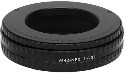 Topiky Adattatore per Montaggio Obiettivo da M42 a NEX, Tubo di Messa a Fuoco Regolabile Anello di Estensione Macro 17-31 Mm per Obiettivo con Filettatura M42 Vintage su Corpo Fotocamera Mirrorless