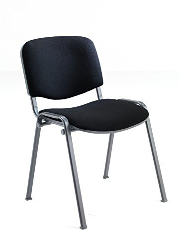 Office Hippo Heavy Duty Stackable Reception Chair, Black Frame, Fabric, Black, Pack of 4