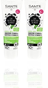 SANTE Zahncreme Vitamin B12 (2 x 75 ml), Salbei und Limone Geschmack, Bio Zahnpasta, Vegan, Fluoridhaltig, Naturkosmetik