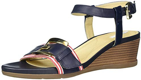 Geox Femme D Marykarmen D Sandales Bride Cheville, Bleu (Navy/White/Red), 39 EU