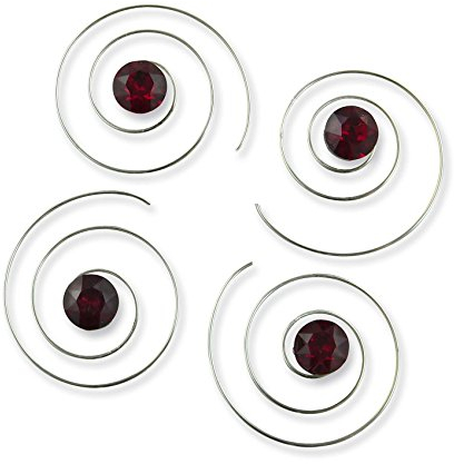 Rivelle Damen Curlies Hochzeit Swarovski® Kristalle 6 mm dunkel rot 8 Stück Haarspiralen Haarschmuck Brautschmuck