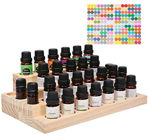 CHSEEA Ätherisches Öl Display Ständer Gestell Halter Organisator, 30 Löcher Holz Box Veranstalter Aufbewahrung Koffer Speicher Box für Nagellack, Duftöle, Ätherische Öle, Stain und Lippenstift #4
