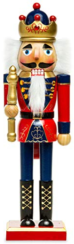 Sikora NK-D aufwändig gestaltete Deko Nussknacker Figur aus Holz, Farbe/Modell:D03 rot/blau - KÖNIG, Höhe in cm:Höhe ca. 36 cm