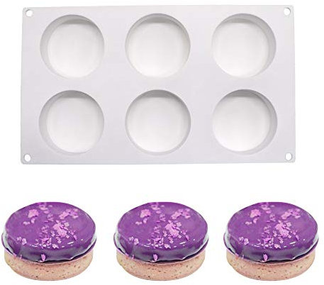 moulessilicone gâteaux 3d, Moule de Gâteau Mousse pour Glace Chocolat Pâtisserie Dessert, 6 Trous Forme de Cylindre