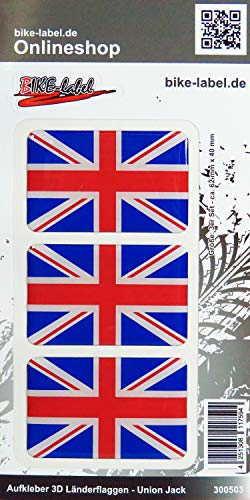 BIKE-label Auto Aufkleber 3D Länder-Flaggen Union Jack England 62 x 40mm 300503N