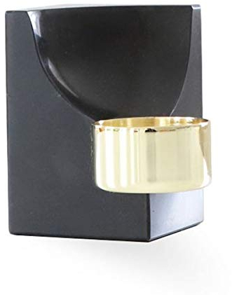 Cooee Design - Kerzenständer - Quarter Candle Nero Marquina - LxBxH: 8 x 8 x 7,5 cm - schwarz/Messing