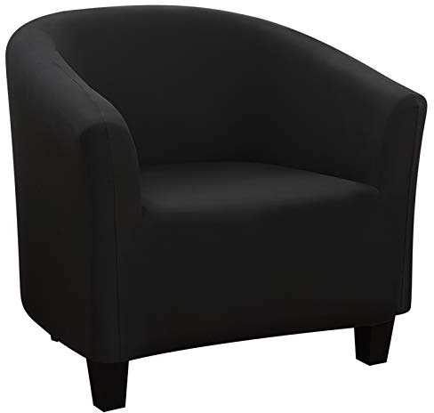 Ryoizen Sesselschoner Sesselüberwurf Sesselhusse Sesselbezug Milchseide Elastisch Stretch Sofahusse Husse für Clubsessel Loungesessel Cocktailsessel(Milchseide,Schwarz)