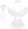 Bluelves Ailes d'ange Blanc, Ailes et Auréole d'ange, Déguisement Ange, Serre Tete Ange, Halloween Costume Enfant, Costume de Fête pour Halloween Carnaval Mascarade Cosplay