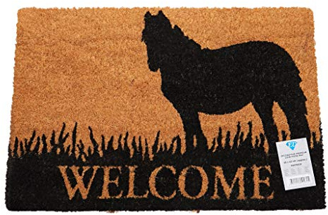 Welcome Horse Door Mat Non-Slip Natural Coir Indoor & Outdoor Welcome Mat 60 x 40cm