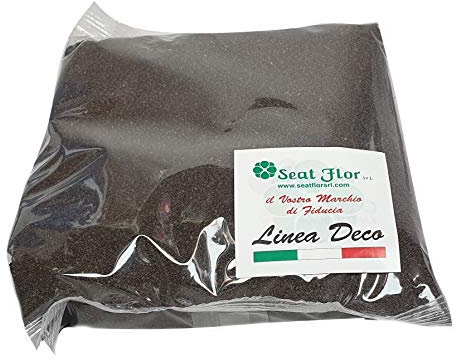 Seat Flor srl® Farbiger Sand, colored sand, beutel sand, Sand zur Dekoration von Vasen 0,5 mm Beutel mit 1 kg (25 Farben erhältlich) (Moka Braun)