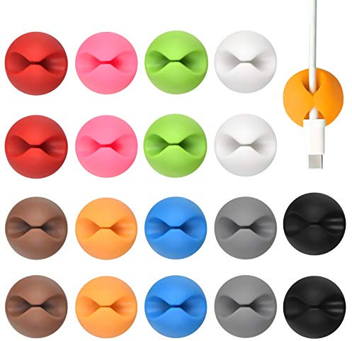 18-teilige Bunt Kabelklemmen, Kabelclips, Kabelhalter für Schreibtisch, Selbstklebend Kabel Organizer Kabelbefestigung