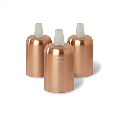 AMARCORDS - 3 Douilles de lampe E27 vintage retro edison métal pour suspension. Finition de style industriel CUIVRE