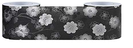 Selbstklebende Bordüre Schwarze Blume Stock Wasserdichte Entfernbare Tapeten Aufkleber Dekoration für Wohnzimmer Badezimmer Küche Fliesen 20cm X 500cm