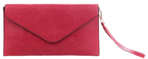 Wedmay Womens Large Clutch Bag Ladies Envelope Style Bag Wristlet Strap Evening Bag (Red)