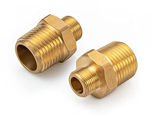 RV Faucet Adapter 1/2 to 3/8 Reducer WEWE Faucet Supply Line Adapter Brass 3/8 Compression Fitting Compatible with Water Pipe Connector 2 Pieces