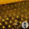 AufuN LED Lichternetz Led Lichterkettennetz 3 x 2m Lichterkette Strombetrieben mit stecker, 8 Modi Lichtervorhang für Weihnachten, Halloween, Außen Innen Garten, Hochzeit, Party (250LEDs Warmweiß)