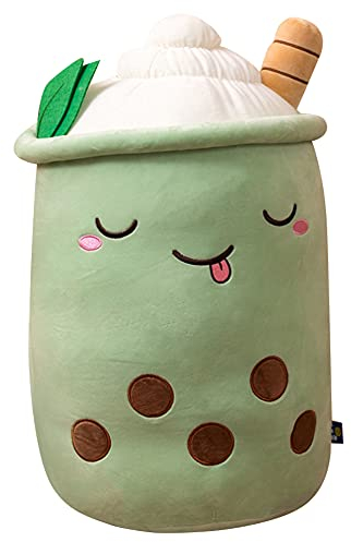 Herbests 23CM Bubble Tea Plüschtier Boba Kuscheltier,Lustiges Bubble Tea Spielzeug Weiche Stofftier Gefüllter Milchtee Softpuppe Kissen Kinderspielzeug Geschenk für Weihnachten, Geburtstag,Grün