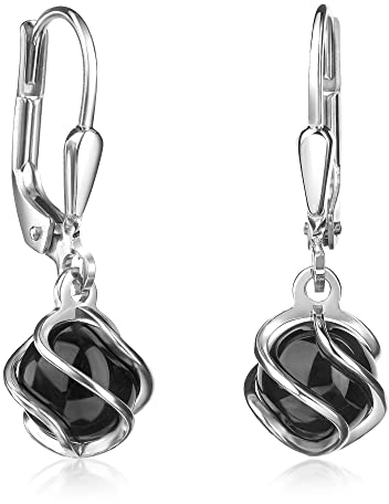 XAANA Damen-Ohrhänger mit schwarzer Onyx-Perle 925er Sterlingsilber AMZ0513